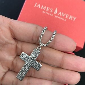 James Avery Rare/Retired Jesus is Lord Pendant & Heavy Box Chain